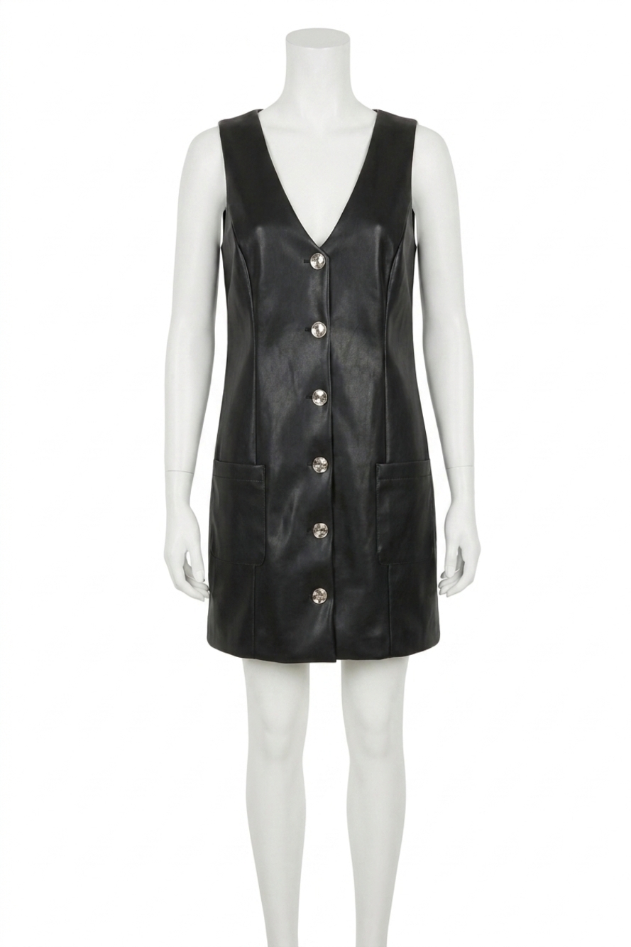 NEW FAVORITE DAUGHTER sasha leather mini dress in raven